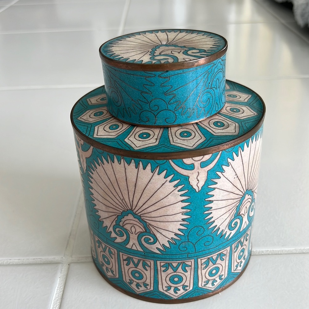 Vintage Fabienne Jouvin Tea Jar 6 inch diameter approx. X 7 inch high